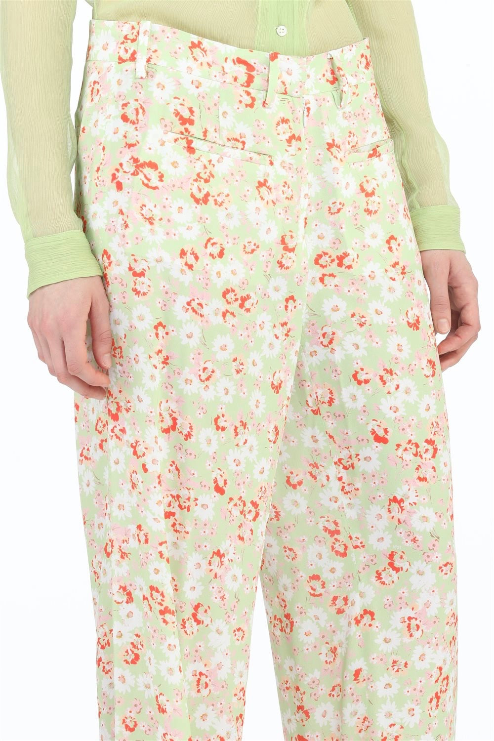 No.21 - Green Baggy Trousers: Floral Print