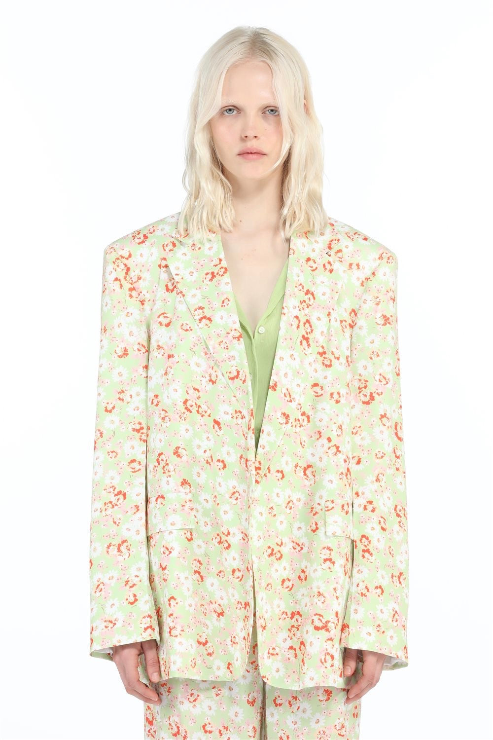 No.21 - Green Oversized Blazer: Floral Print