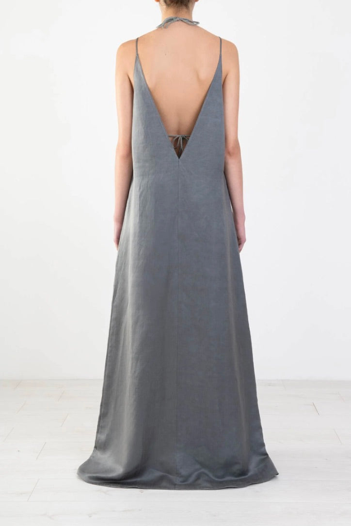 Alysi Creme - Cupro Linen Dress: Flume