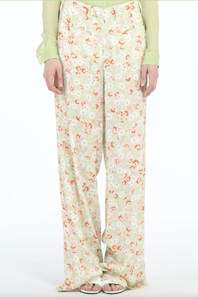 No.21 - Green Baggy Trousers: Floral Print