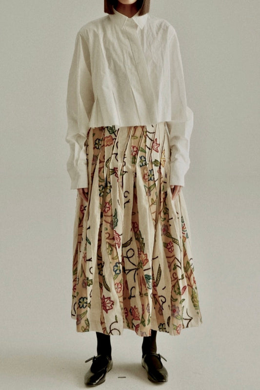 Unisecon - Clara Skirt: Cream & Fawn Multi