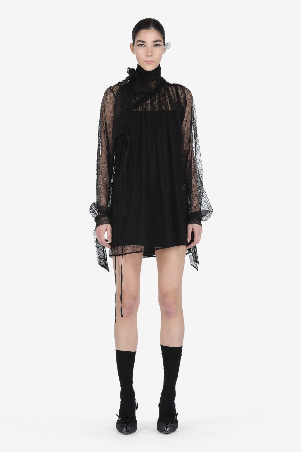 No. 21- Lace Mini Dress: Black