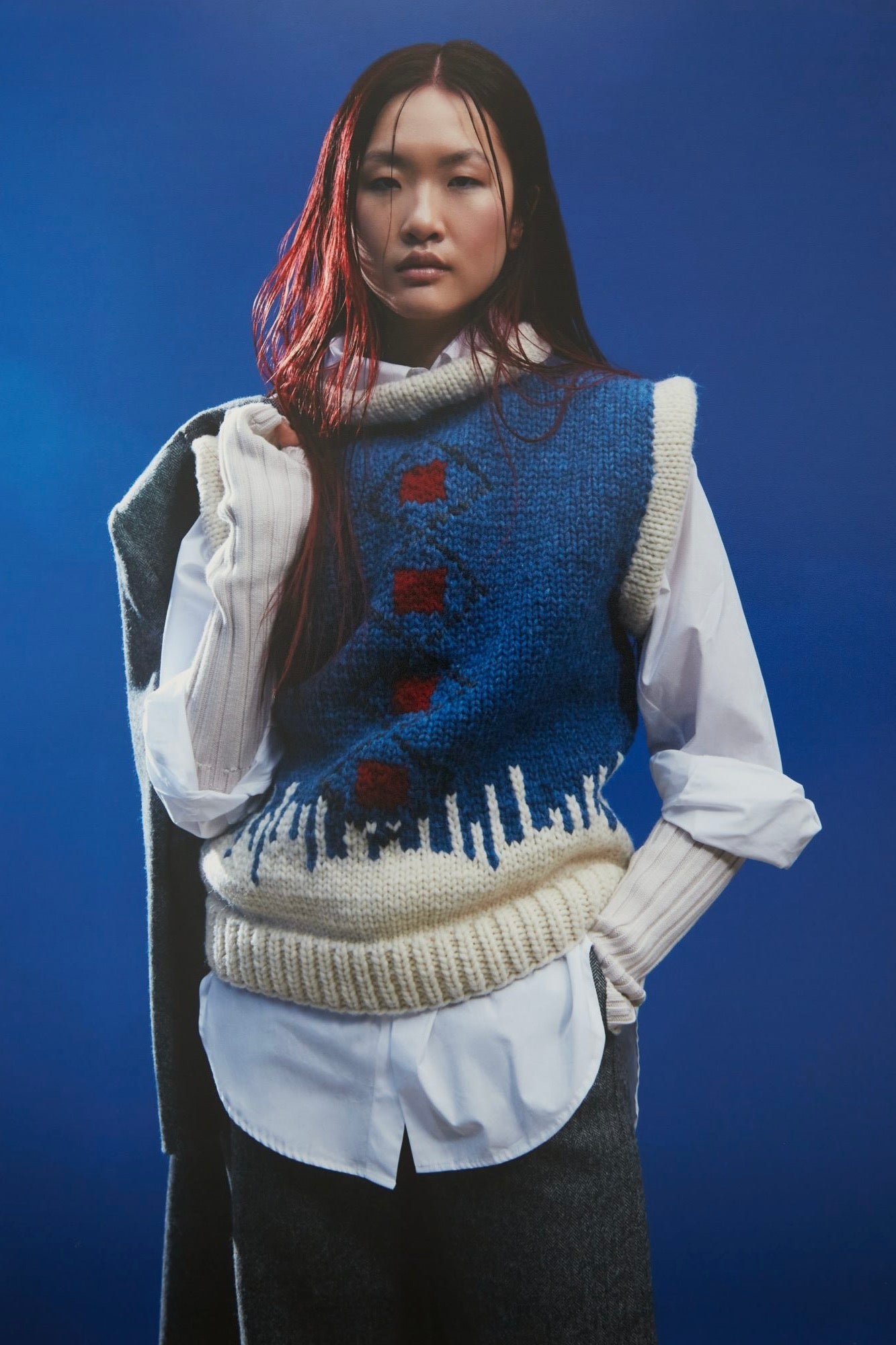 Le Cavalier - Kanata Pullover Knit: Blue & Red