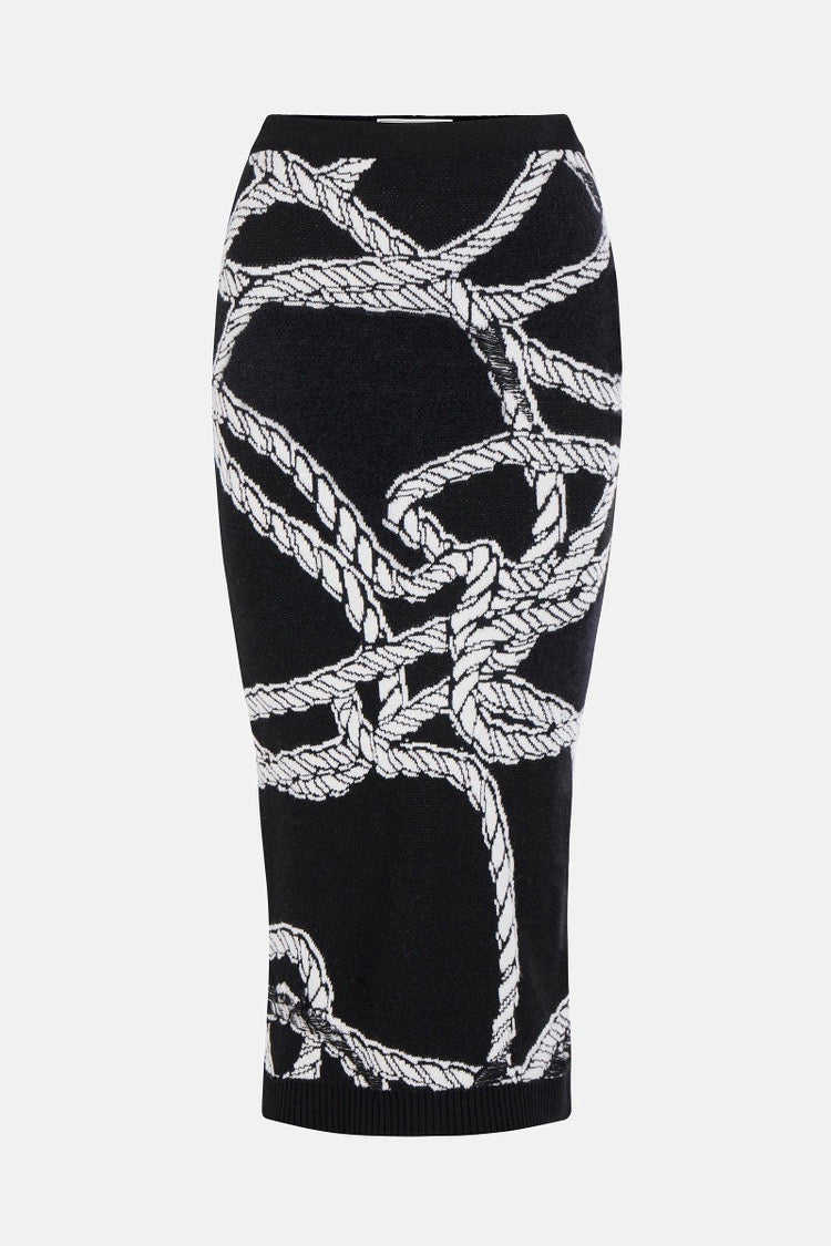 Iceberg- Ropes Pencil Skirt: Black/ White