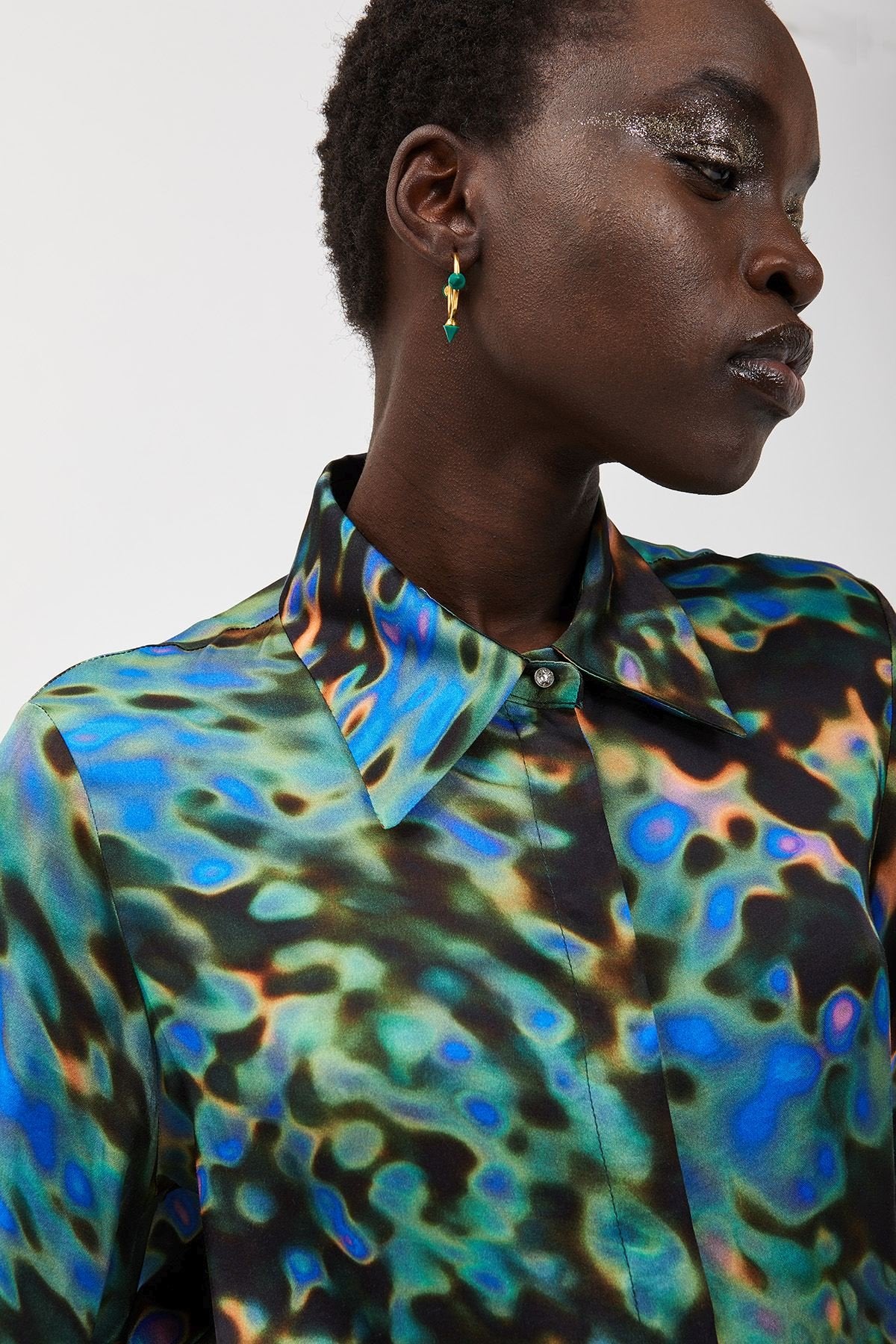 Ottod'ame- Var Unica Psychedelic Button Up: Blue