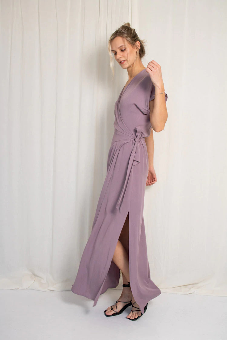 Natalie Busby- That's a Wrap Maxi Dress: Lilac