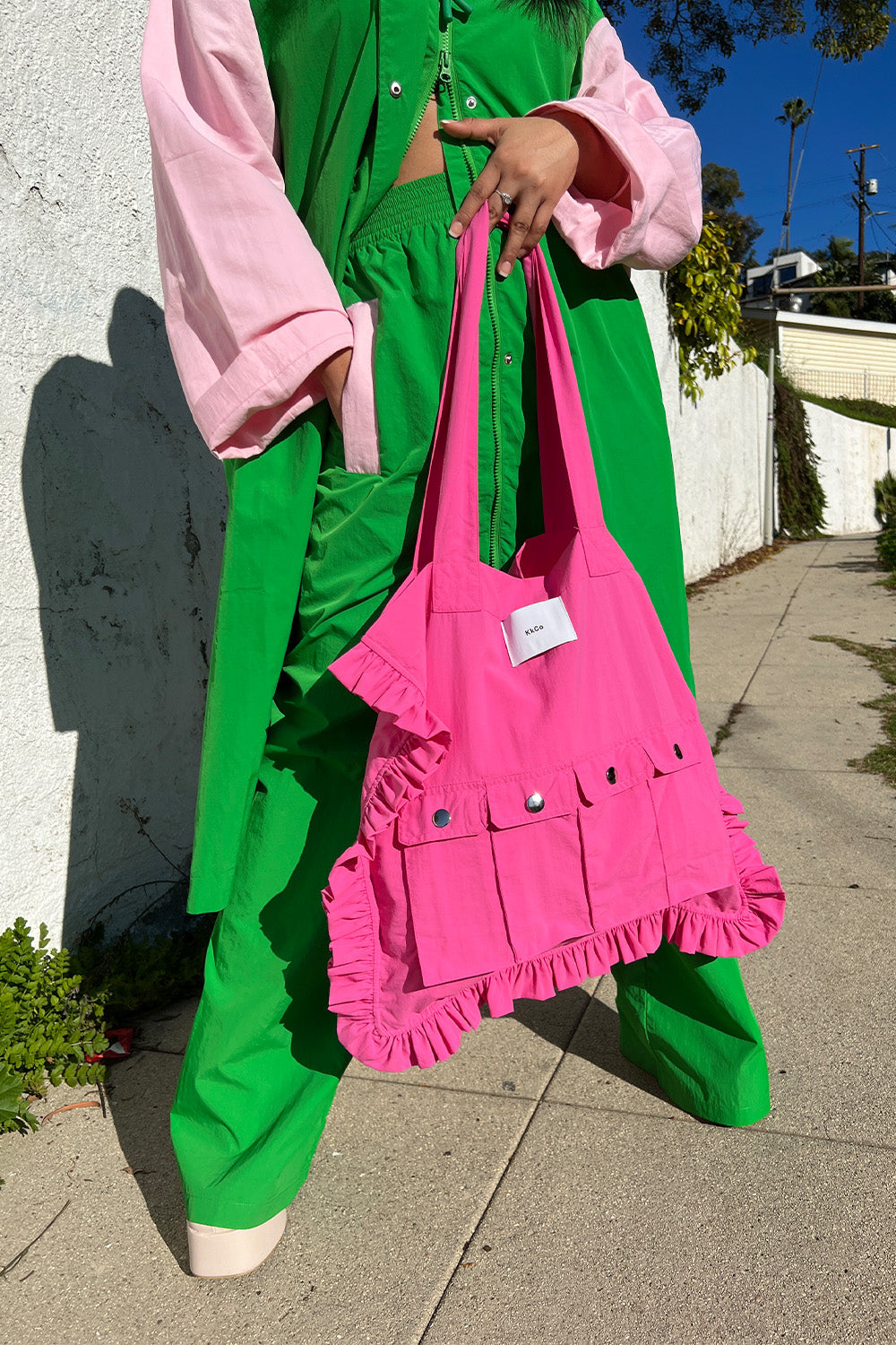 Bubblegum Pink Nylon Tote Bag