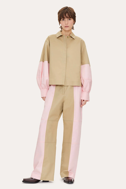Stine Goya- Meghan Button Up: Biscuit/ Strawberry