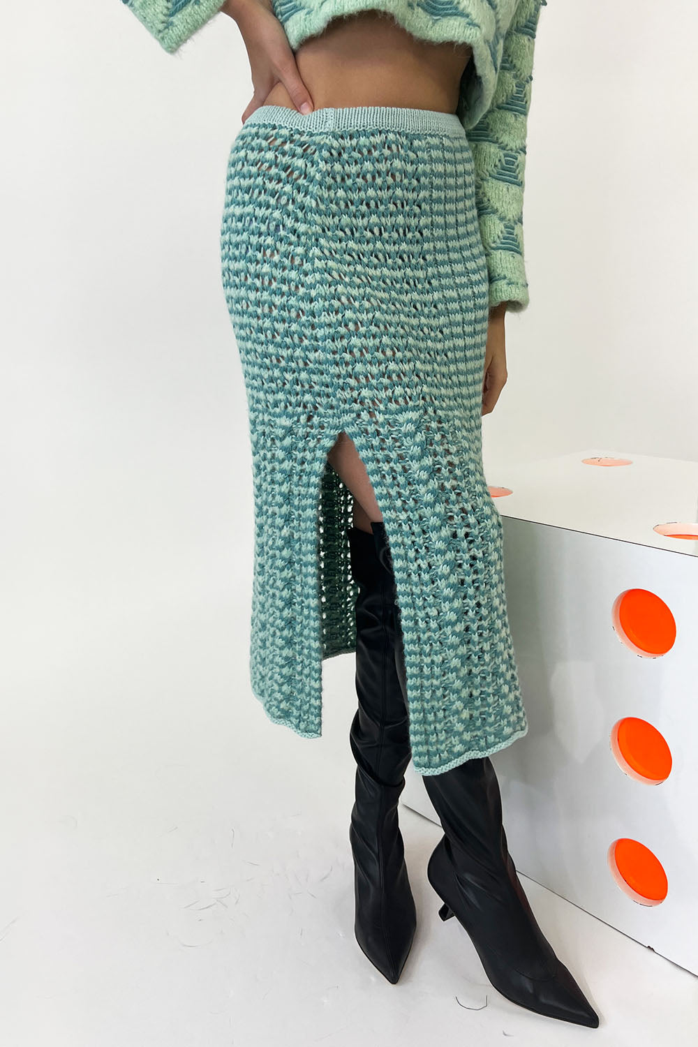 Marco Rambaldi - Braided Knitted Skirt: Green