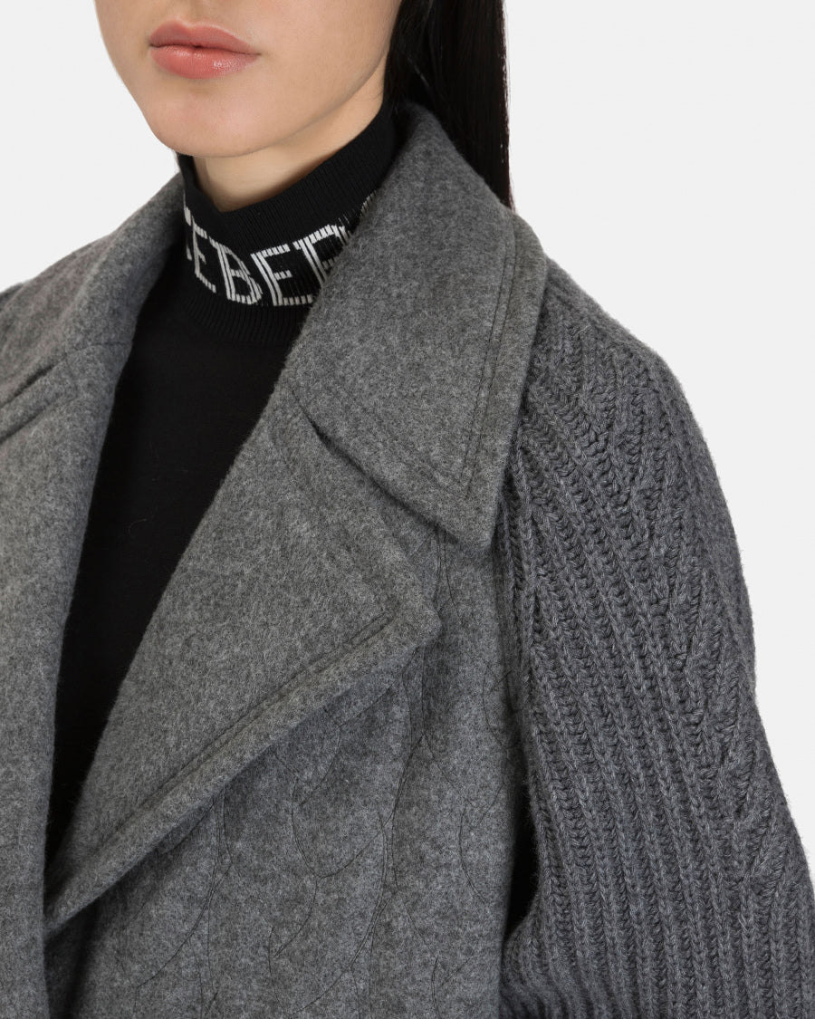 Iceberg - Knit Sleeve Grey Coat