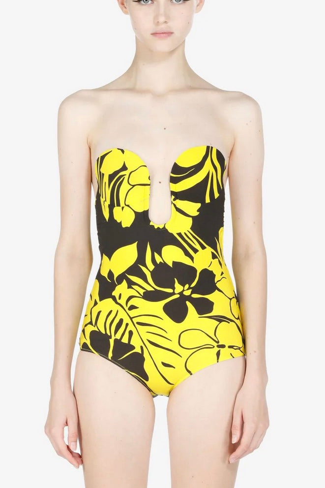 Yellow sales flower swimsuit