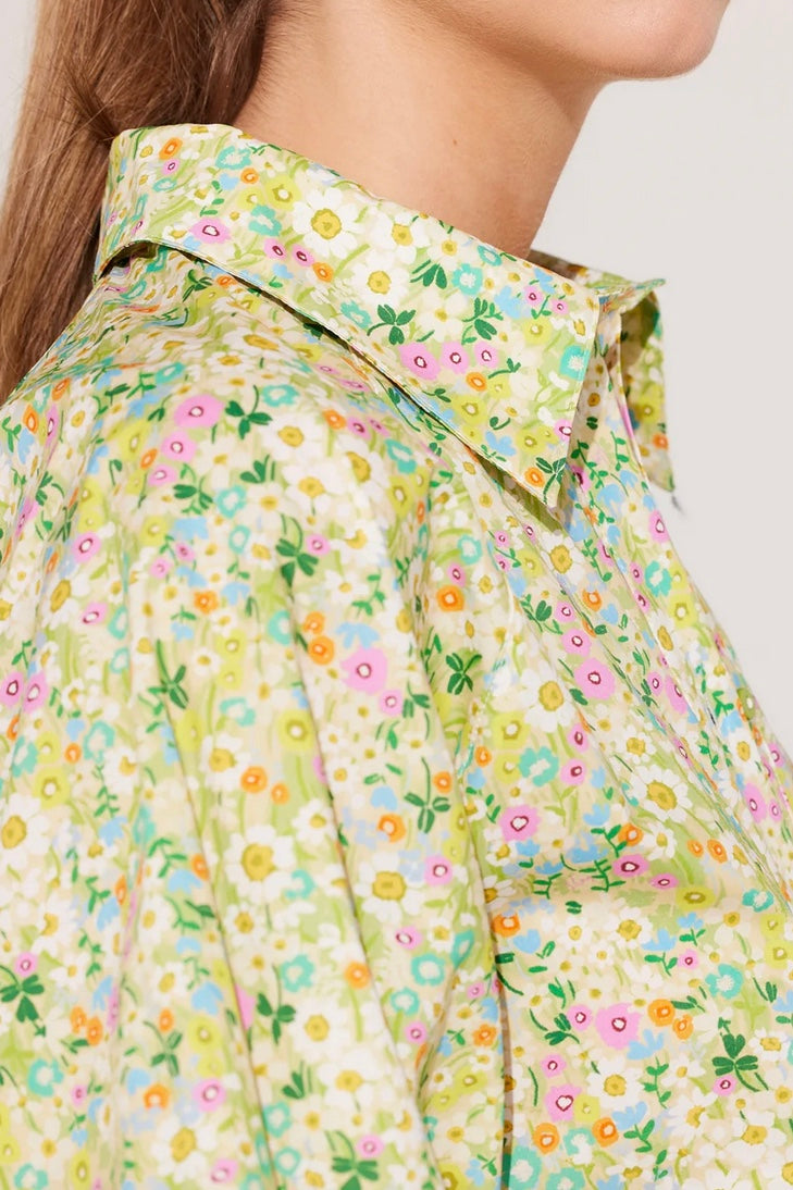 Ilag - Engsoleie Shirt: Green Flower Print