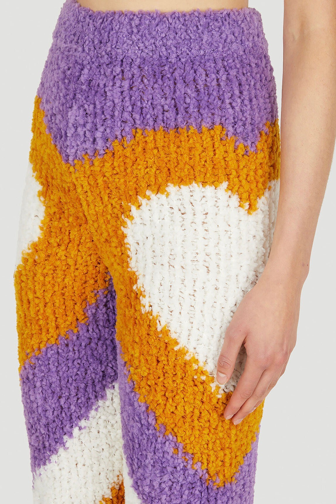 Marco Rambaldi - Heart Pile Knitted Trousers: Purple & Mustard