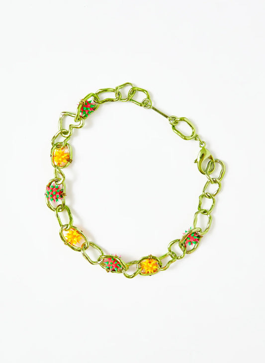 Collina Strada - Spikeez Chain Necklace: Green