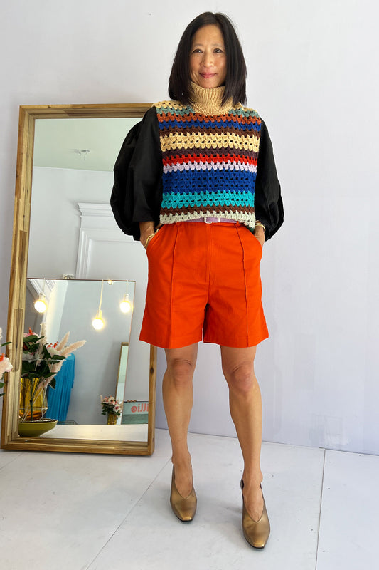 Thebe Magugu- Tailored Shorts: Orange
