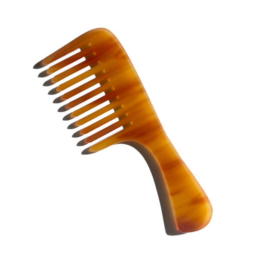 Solar Eclipse - Wide Tooth Handle Acetate Hair Comb: Honey