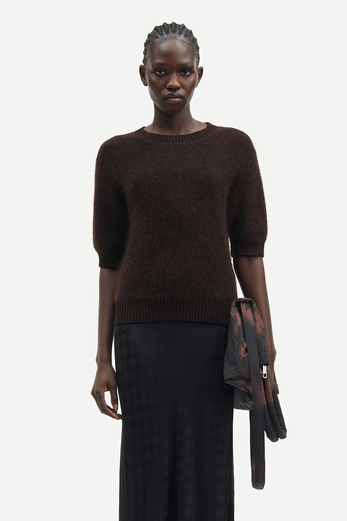 Samsoe Samsoe Jeanne Short Sleeve Knit - Chocolate Torte