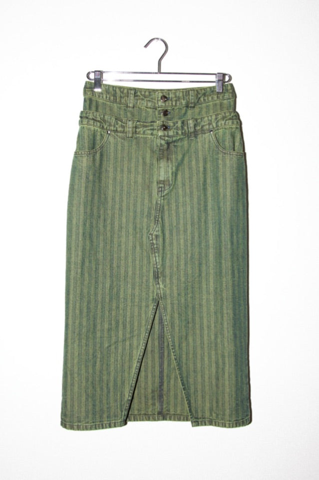 KkCo - Double Denim Skirt: Moss Denim