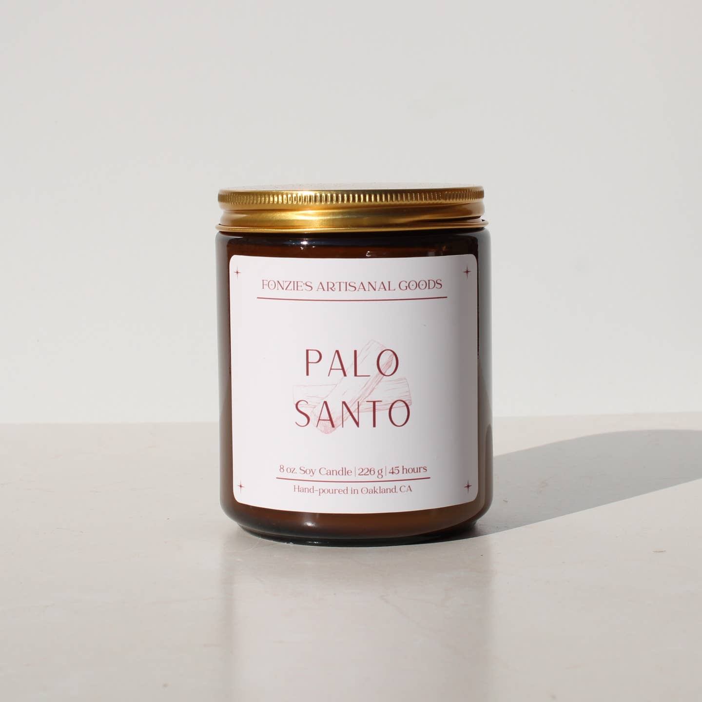 Fonzie's Artisanal Goods: Palo Santo 8 oz Amber Jar