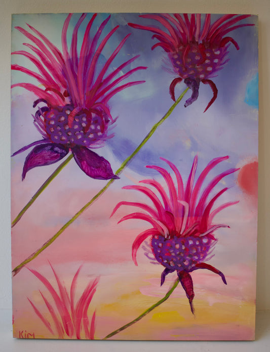 Kim Stockwell - Oil Canvas: Sunset Bee Balm 2