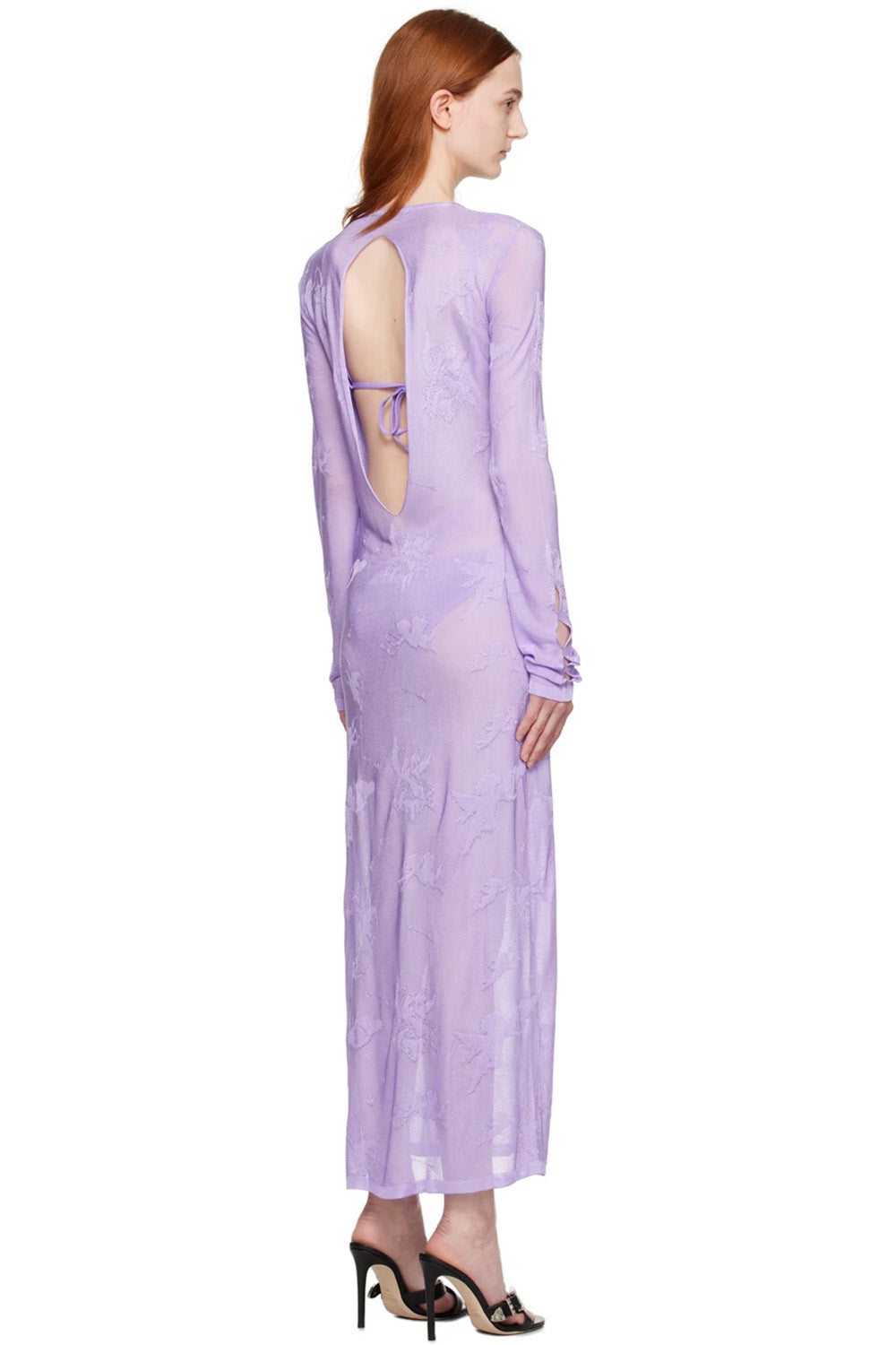 Marco Rambaldi - Transparent Viscose Knitwear Long Dress: Lilac