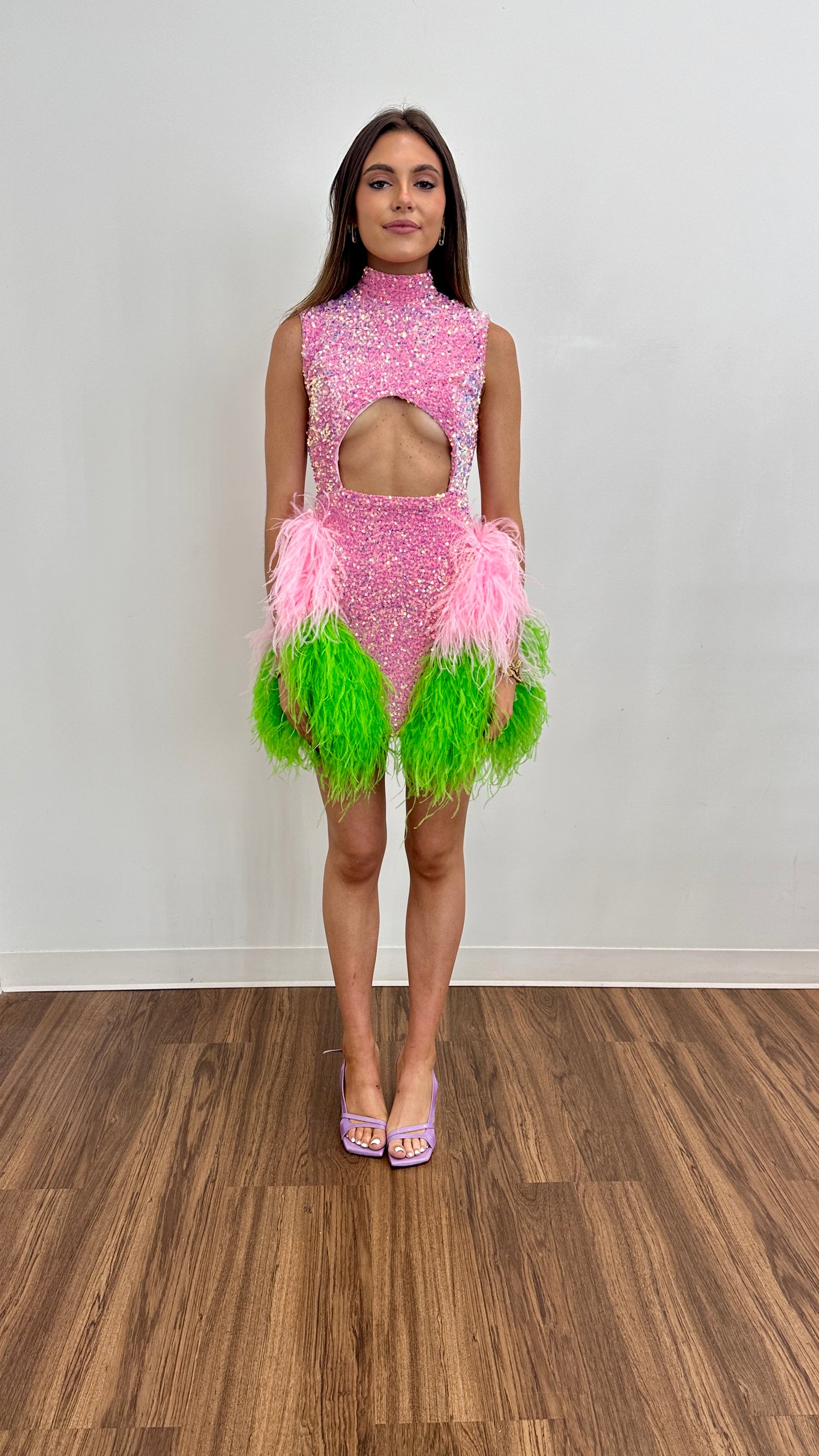 Germanier - Feather Mini Dress: Pink