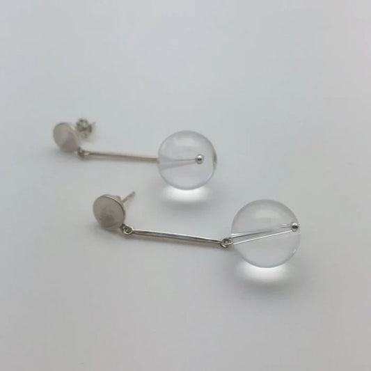 Airy Heights Design- Mod Bar Earrings with Crystal Balls Earrings and Ripple Post