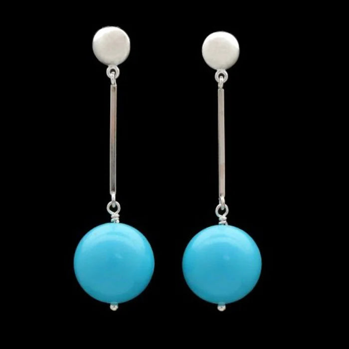 Airy Heights Design-Mod Bar Earrings with Turquoise Gumballs