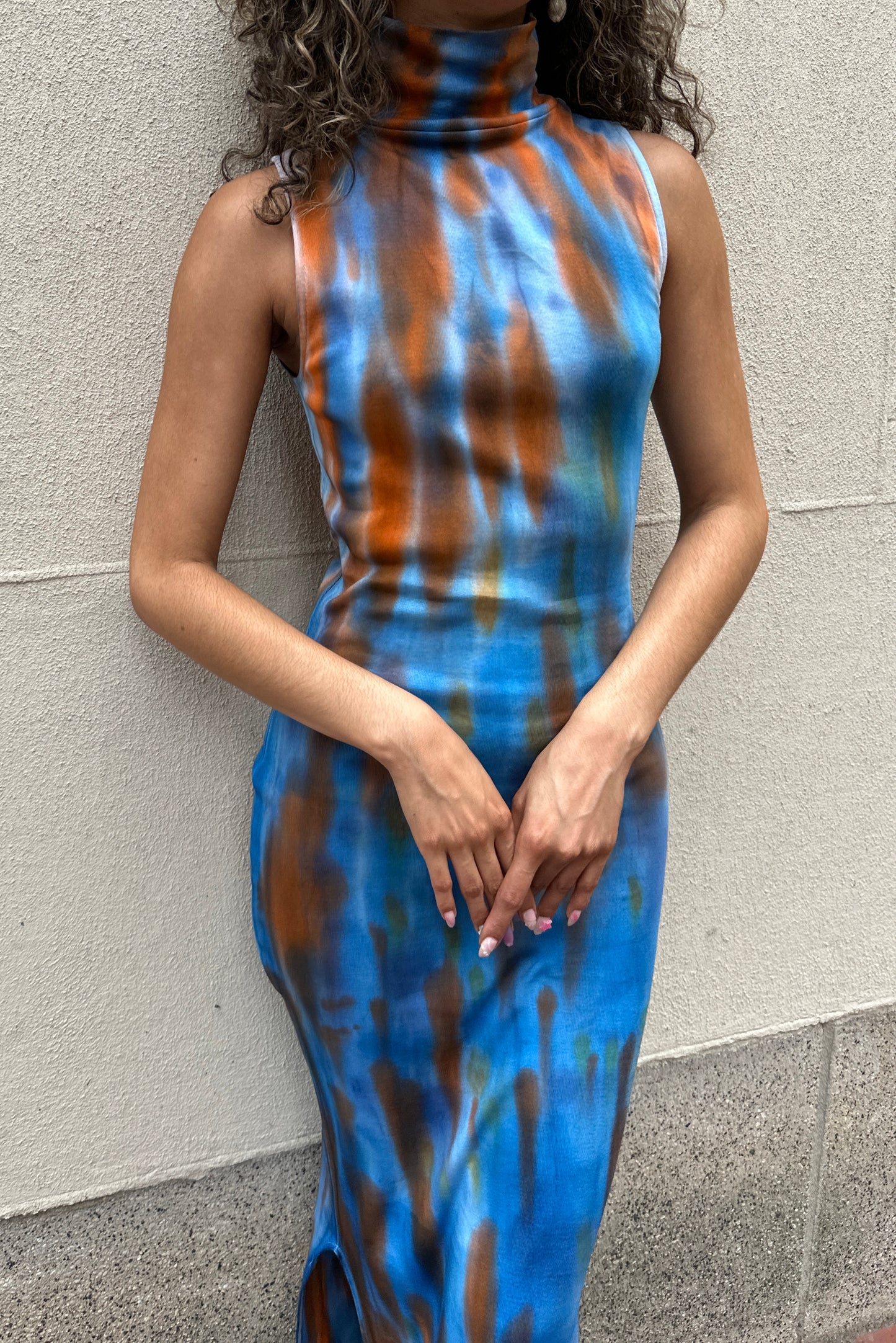 Lily Forbes - Colette Dress: Orange & Blue