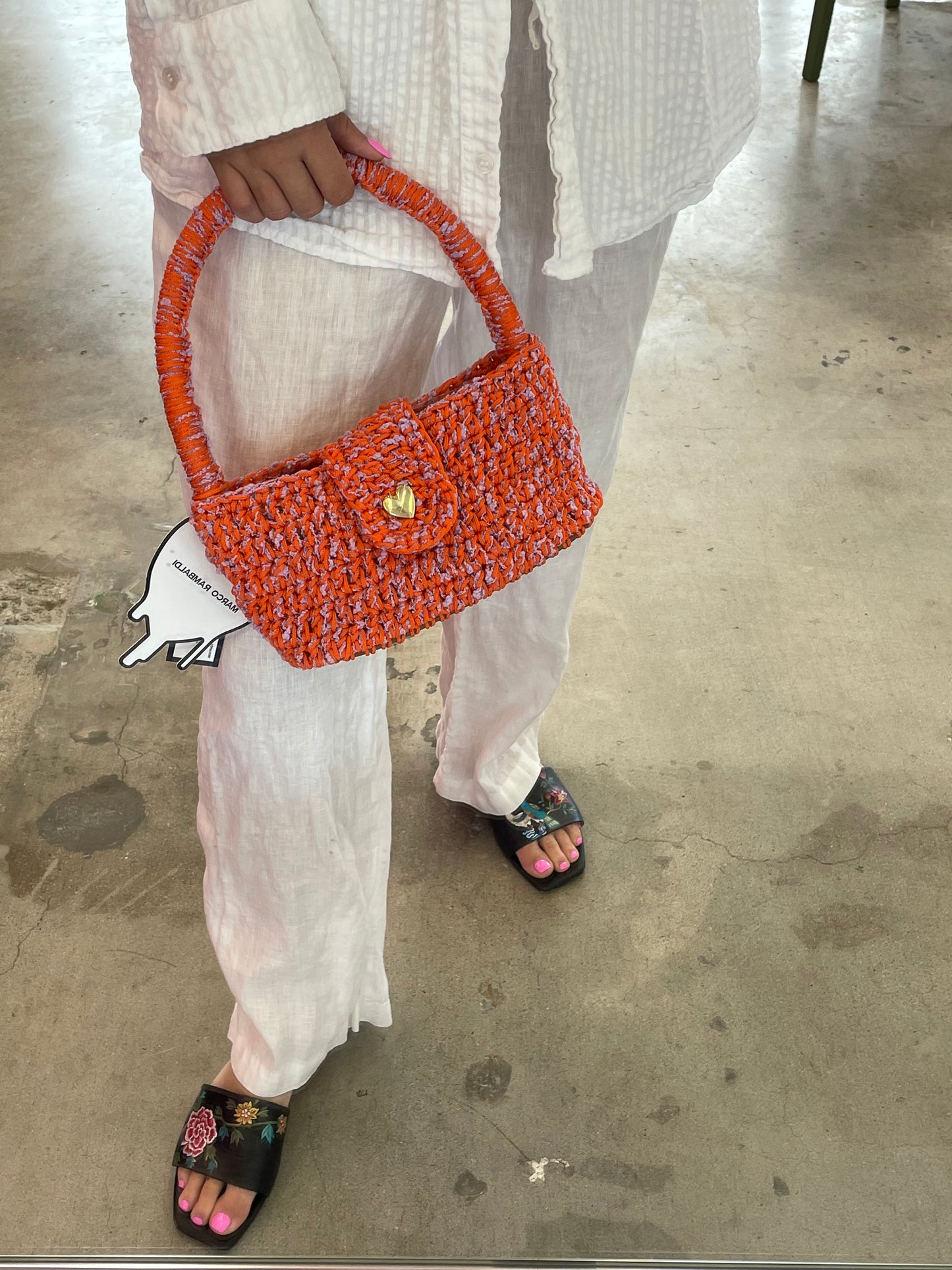 Marco Rambaldi - Knitwear Baguette Bag: Orange