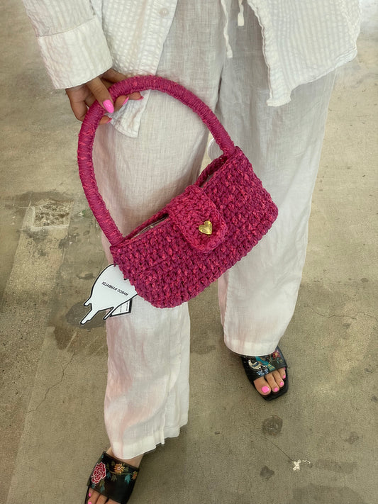 Marco Rambaldi - Knitwear Baguette Bag: Fuchsia