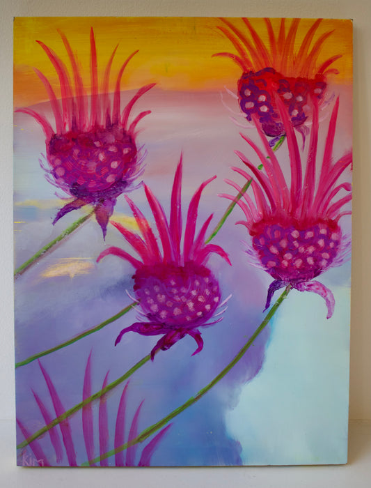 Kim Stockwell - Oil Canvas: Sunset Bee Balm 1