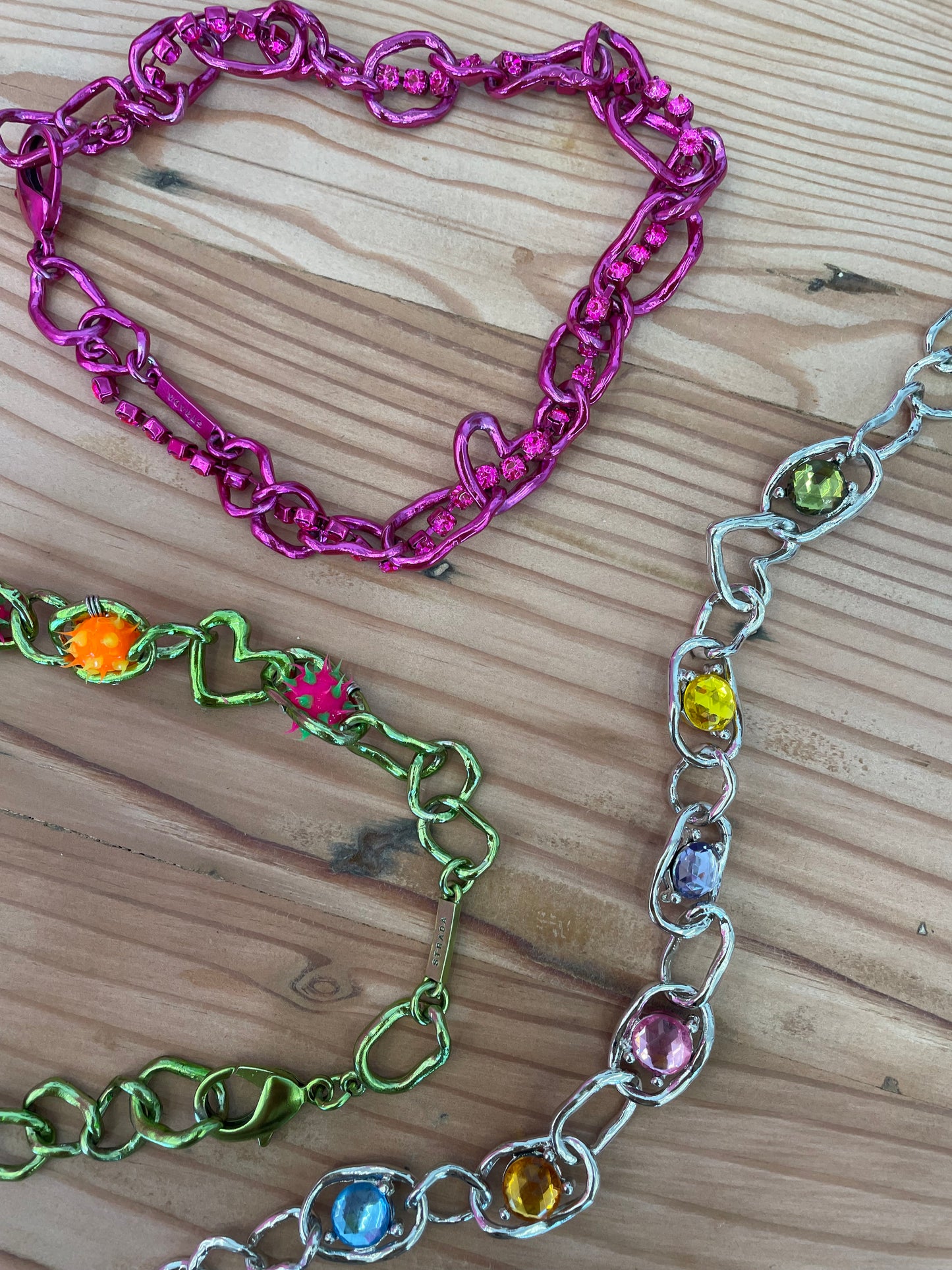 Collina Strada - Rhinestone Crushed Chain Necklace: Metallic Pinks