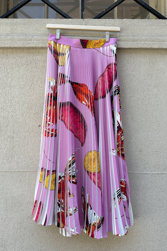 Thebe Magugu - Plisse Maxi Skirt: Pink Fish & Chips