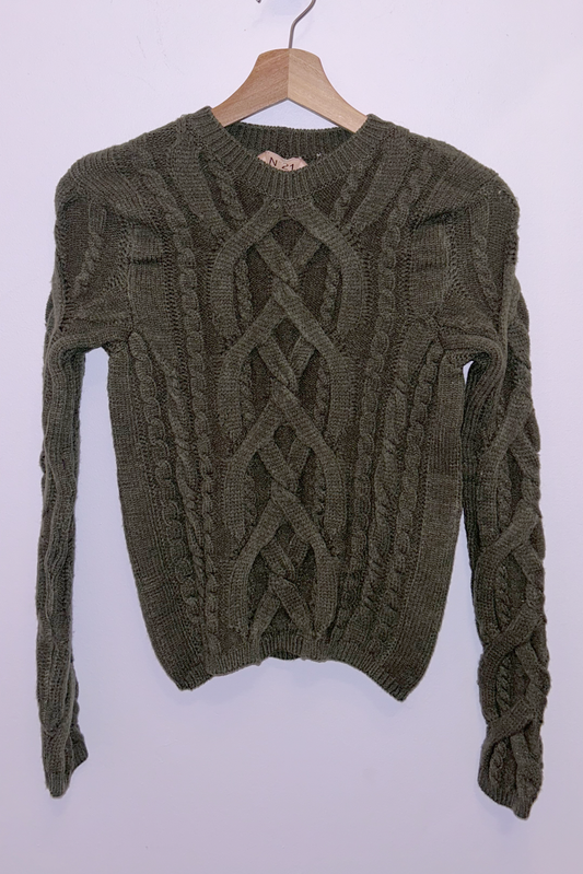 No.21 - Ribbed Detailed Sweater: Olive