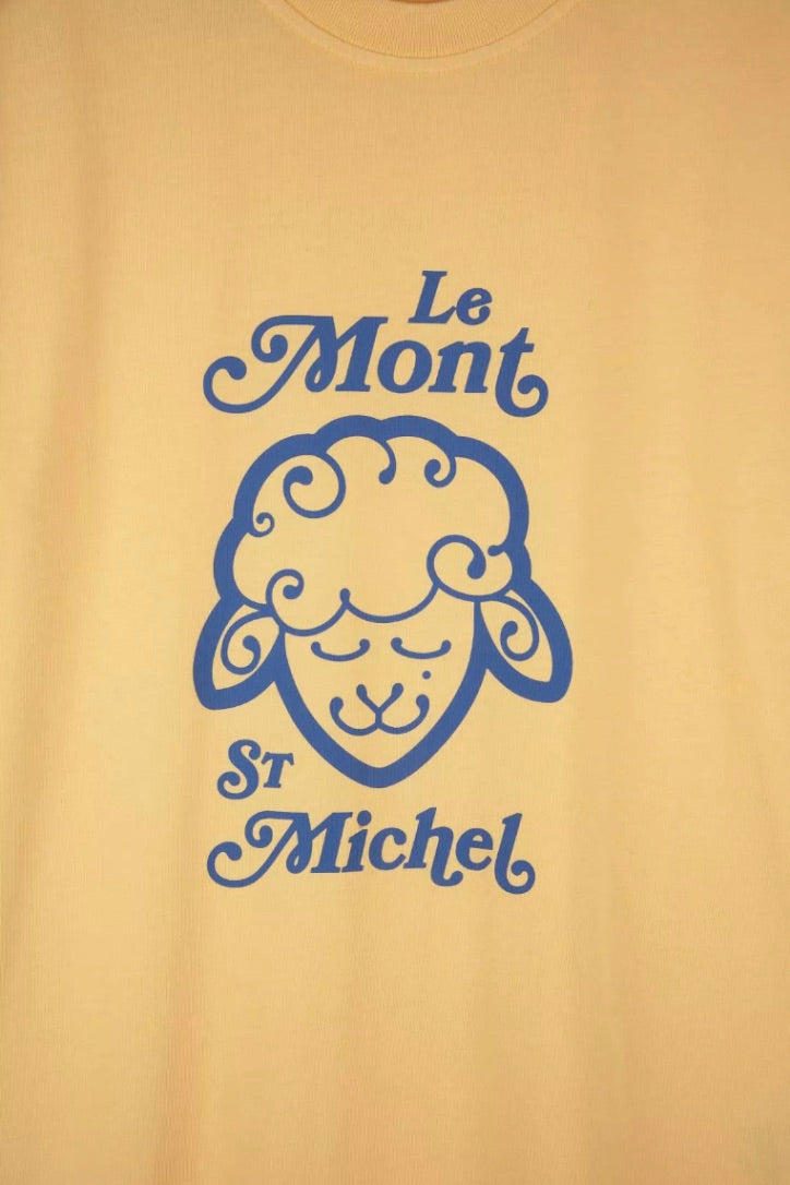 Le Mont St Michel - Tolino Vintage Print T Shirt: Yellow