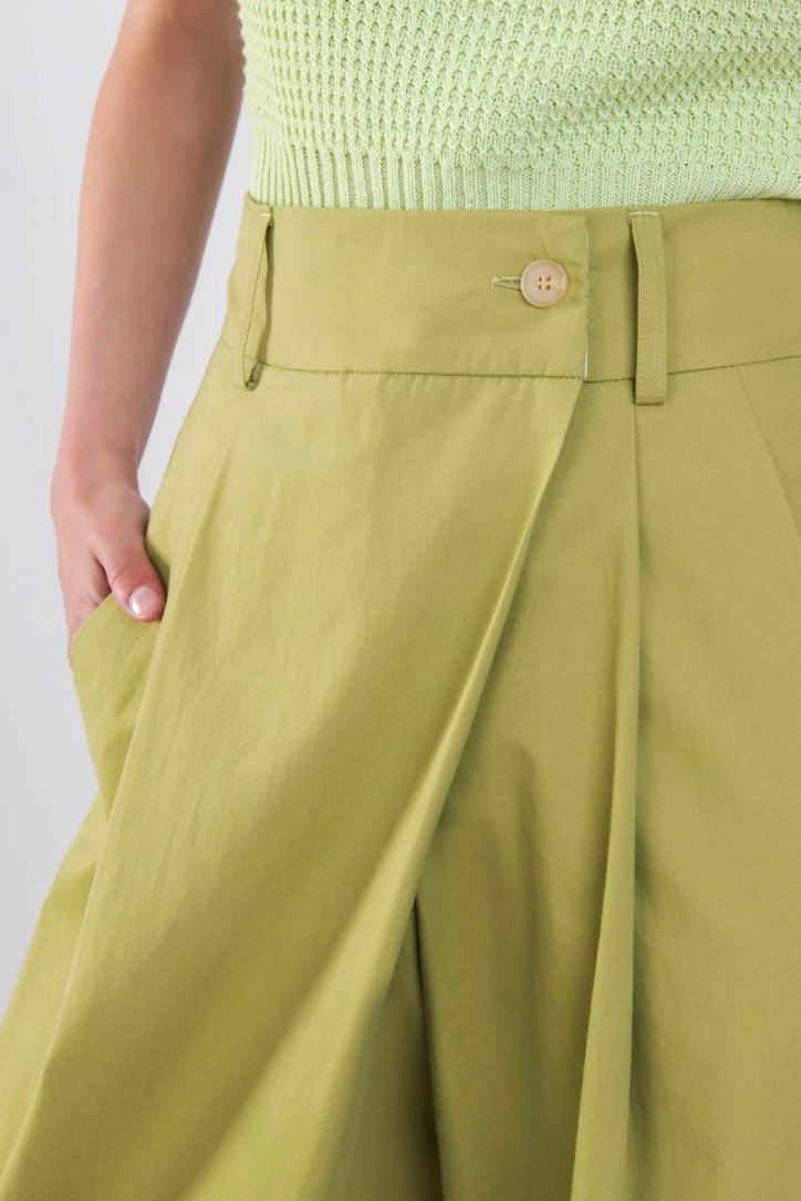 Alysi Creme- Cotton Trousers: Oliva