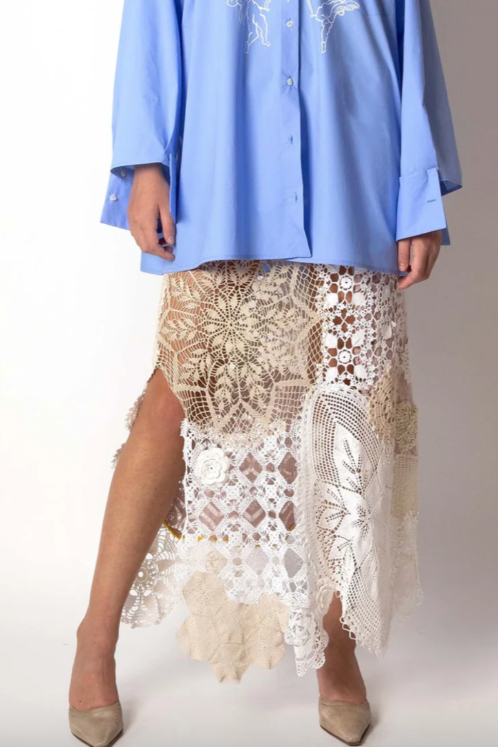 Marco Rambaldi - Handmade Crochet Long Skirt: White