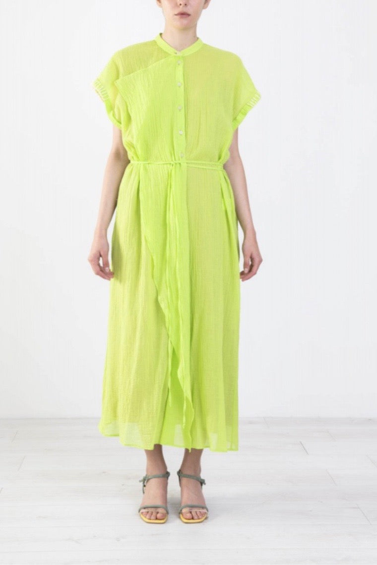 Alysi Creme - Gauze Dress: Lime Ruffle