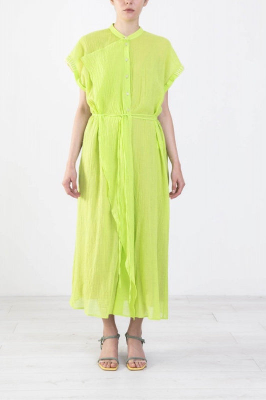Alysi Creme - Gauze Dress: Lime Ruffle