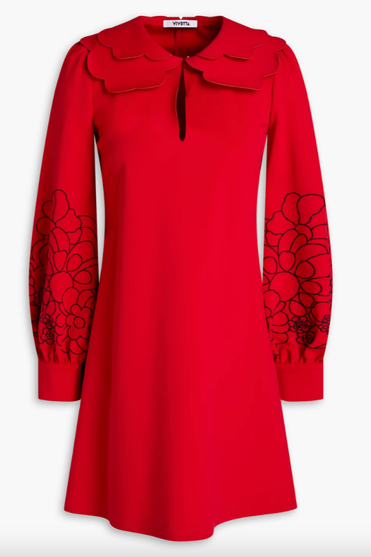 Vivetta- Peter Pan Collar Dress: Red