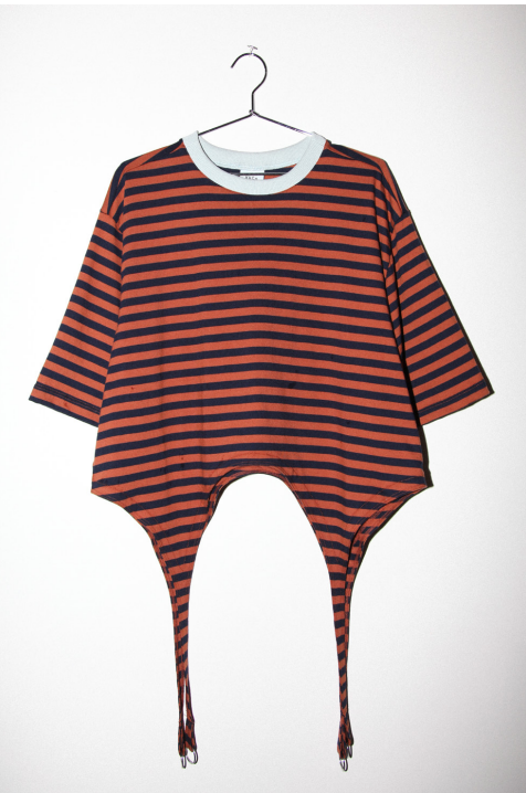 KkCo - Garter Tee: Rust & Navy Stripe