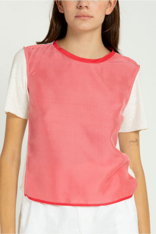 Francesca Marchisio - Thiny Silk Reversibile T-Shirt: Butter & Coral