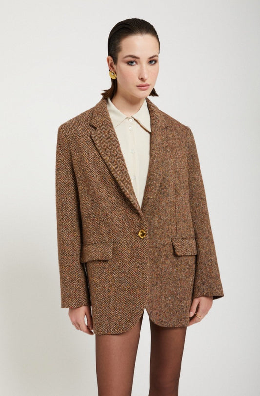 Ottod'ame Lined Jacket With One Button: Bronzo