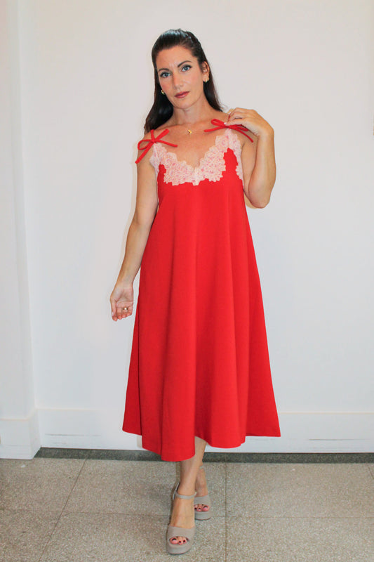 Vivetta - Cady Flared Dress With Braces: Red