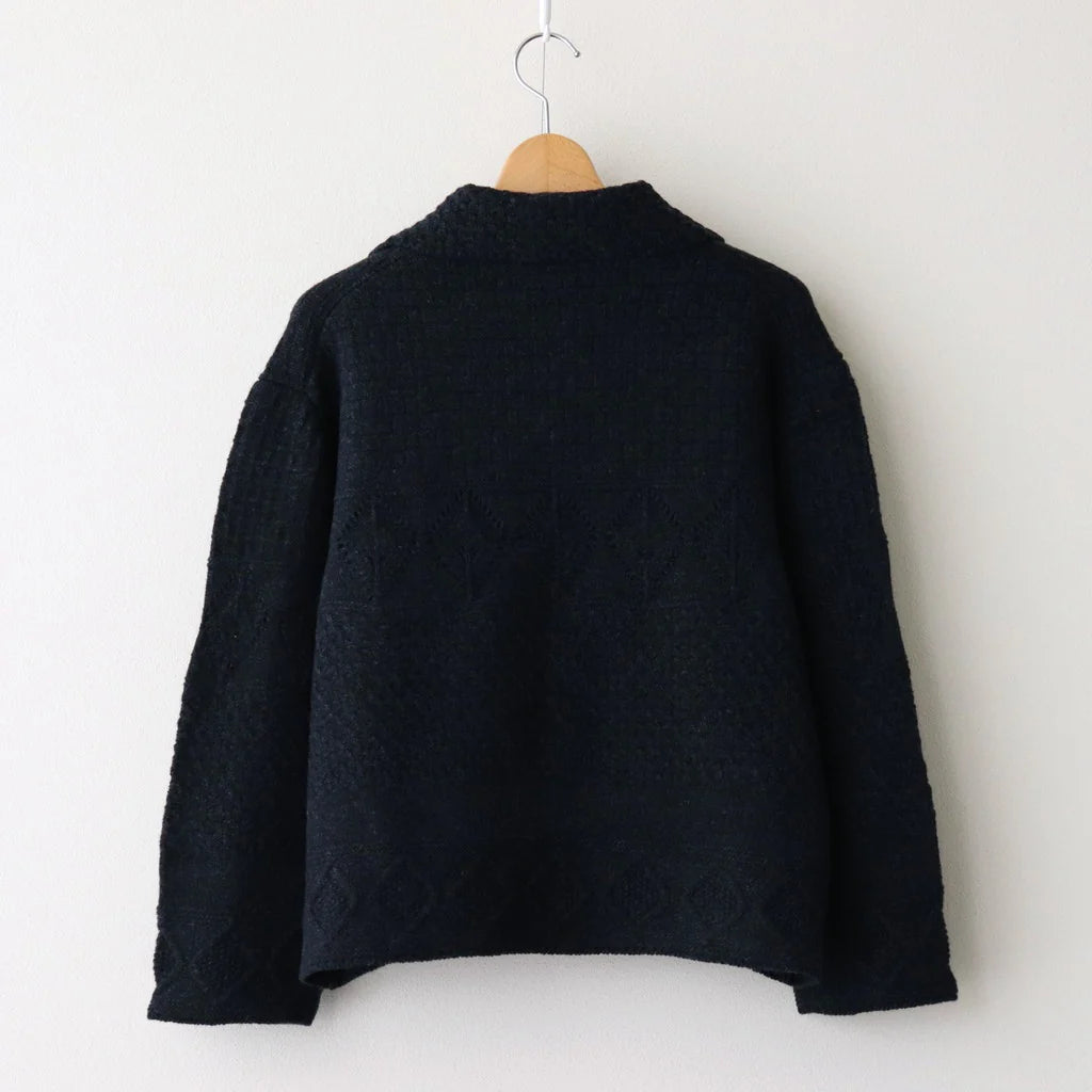 Aseedoncloud - Sankayo Cable Knit Jacket: Navy