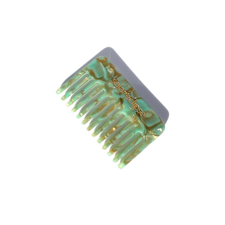 Solar Eclipse - Pocket Size Wide Tooth Acetate Hair Comb: Golden Jade