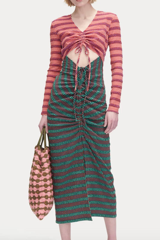 Rachel Comey - Lamarr Dress: Green Multi Stretchy Stripe