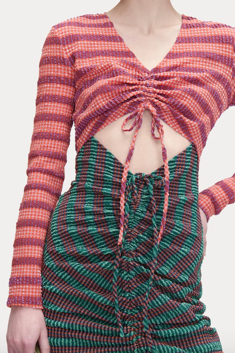 Rachel Comey - Lamarr Dress: Green Multi Stretchy Stripe