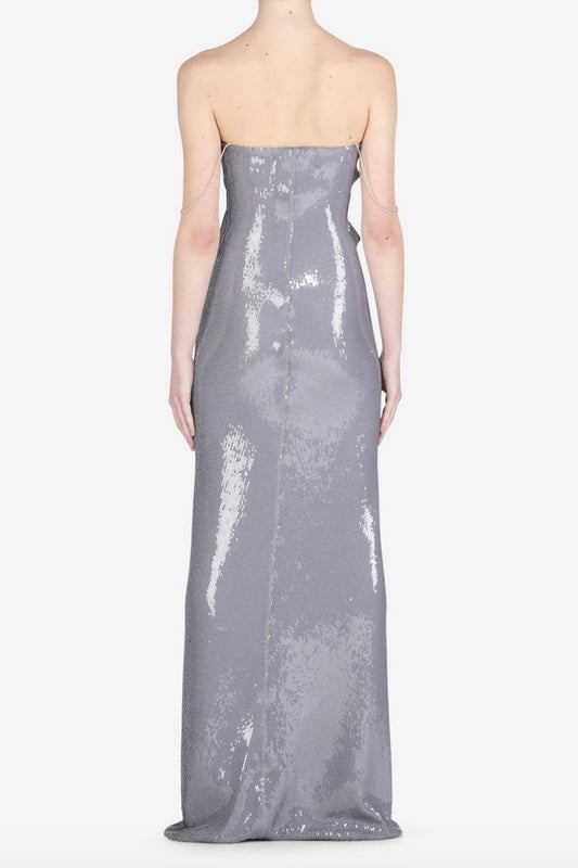 No.21 - Strapless Maxi Dress: Grey Sequin